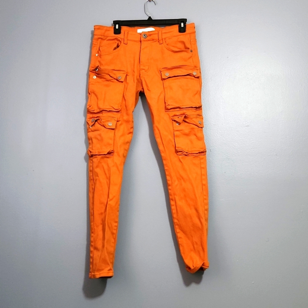 KDNK orange snap cargo pants
